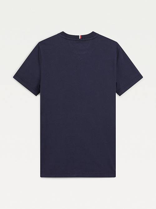 Tommy Hilfiger Organic Cotton Embossed Logo Fantje Majice Modra | TH521YSL