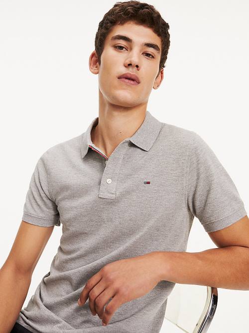 Tommy Hilfiger Organic Cotton Fine Pique Slim Moški Polo Majica Siva | TH354KVH