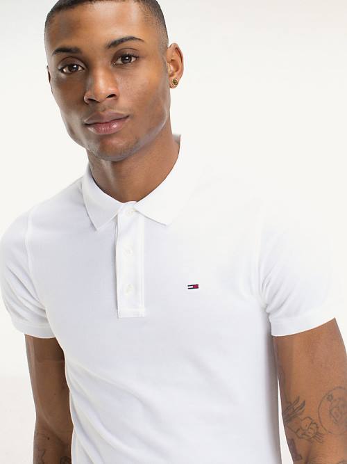 Tommy Hilfiger Organic Cotton Fine Pique Slim Moški Polo Majica Bela | TH371MGL