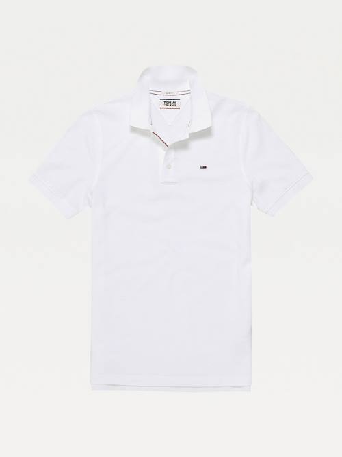 Tommy Hilfiger Organic Cotton Fine Pique Slim Moški Polo Majica Bela | TH371MGL