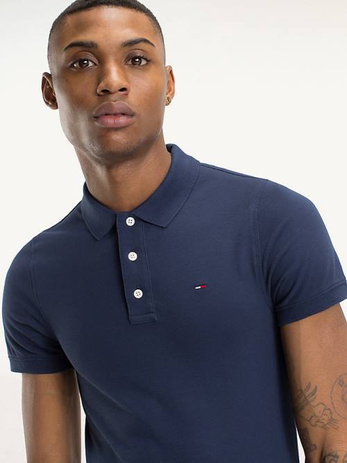 Tommy Hilfiger Organic Cotton Fine Pique Slim Moški Polo Majica Modra | TH578GIO