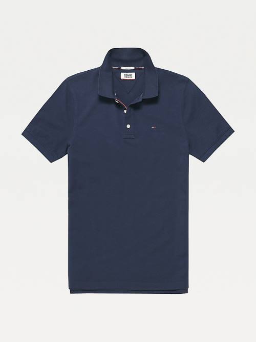 Tommy Hilfiger Organic Cotton Fine Pique Slim Moški Polo Majica Modra | TH578GIO