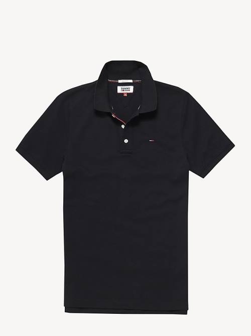 Tommy Hilfiger Organic Cotton Fine Pique Slim Moški Polo Majica Črna | TH982RYZ