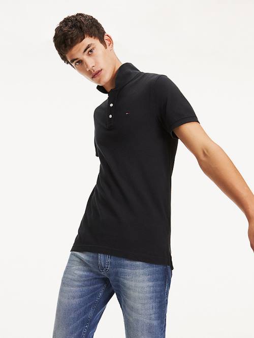 Tommy Hilfiger Organic Cotton Fine Pique Slim Moški Polo Majica Črna | TH982RYZ