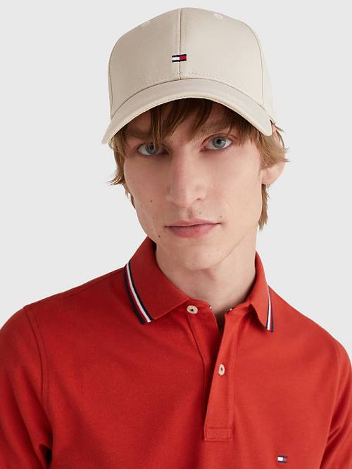 Tommy Hilfiger Organic Cotton Flag Embroidery Cap Moški Kapa Bež | TH073WRU