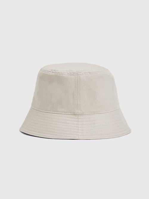 Tommy Hilfiger Organic Cotton Flag Embroidery Bucket Moški Kapa Bež | TH586QVW