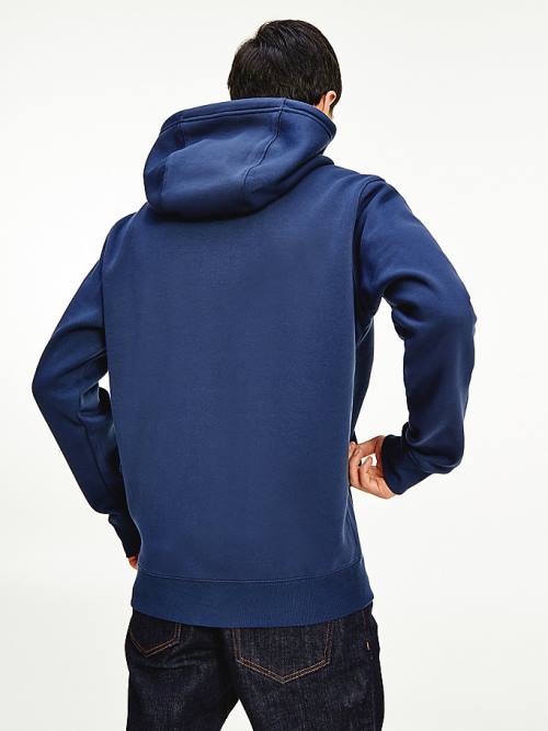 Tommy Hilfiger Organic Cotton Fleece Zip-Thru Moški Pulover s kapuco Modra | TH724VKX