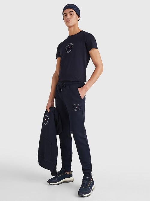 Tommy Hilfiger Organic Cotton Flex Fleece Joggers Moški Hlače Modra | TH849ZFV