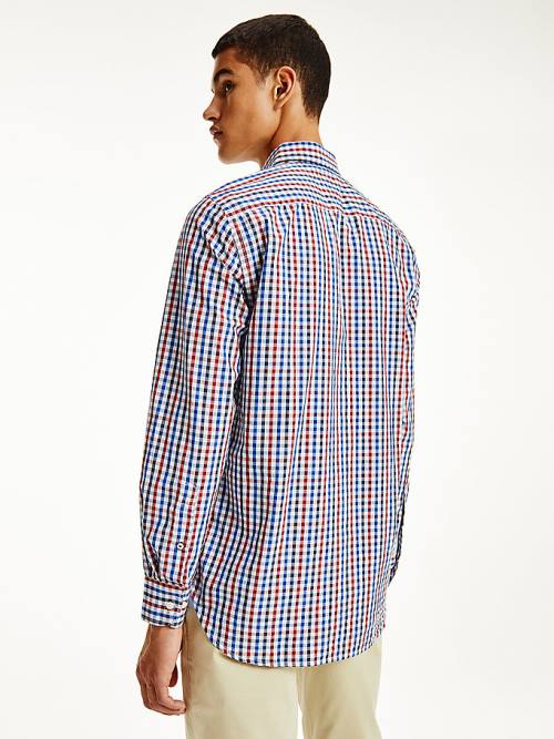 Tommy Hilfiger Organic Cotton Gingham Regular Fit Moški Srajce Rdeča | TH075ZJF