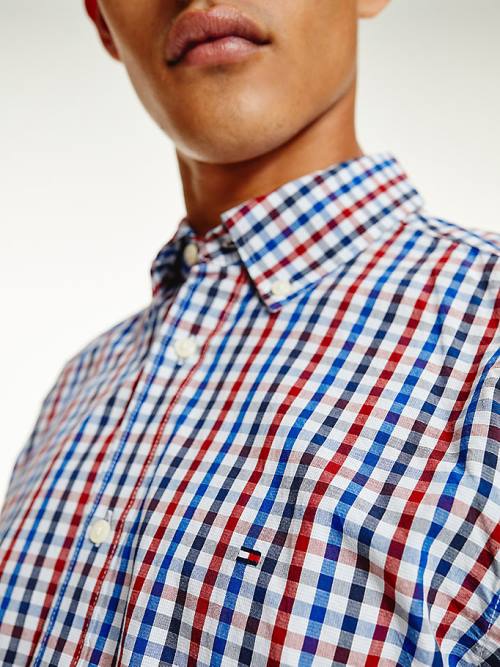 Tommy Hilfiger Organic Cotton Gingham Regular Fit Moški Srajce Rdeča | TH075ZJF