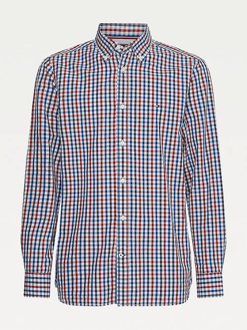 Tommy Hilfiger Organic Cotton Gingham Regular Fit Moški Srajce Rdeča | TH075ZJF