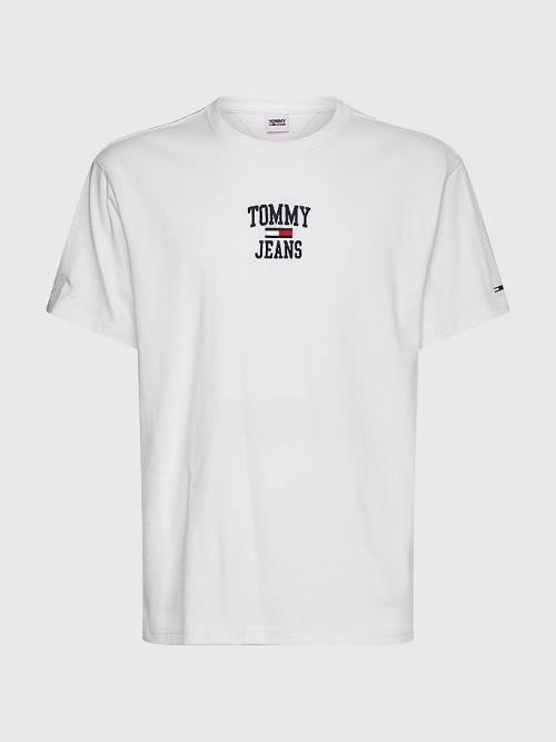 Tommy Hilfiger Organic Cotton Jersey Logo Moški Majice Bela | TH243OHR