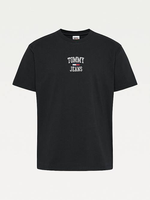 Tommy Hilfiger Organic Cotton Jersey Logo Moški Majice Črna | TH835ZUM