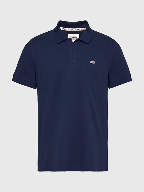 Tommy Hilfiger Organic Cotton Logo Collar Moški Polo Majica Modra | TH137UOI