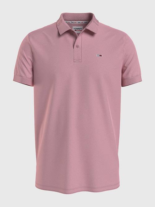 Tommy Hilfiger Organic Cotton Logo Collar Moški Polo Majica Roza | TH875UBK