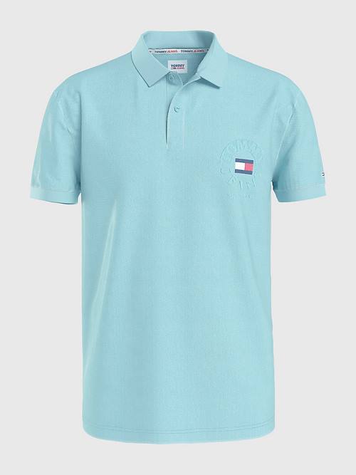 Tommy Hilfiger Organic Cotton Logo Embroidery Moški Polo Majica Modra | TH154DSB