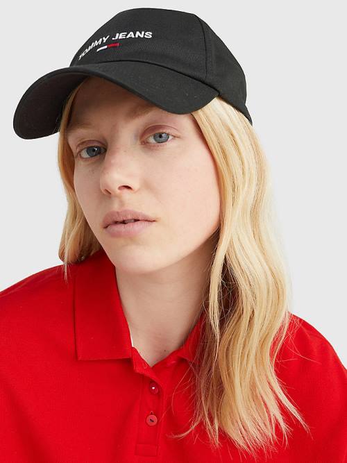 Tommy Hilfiger Organic Cotton Logo Embroidery Cap Ženske Kapa Črna | TH340GOL