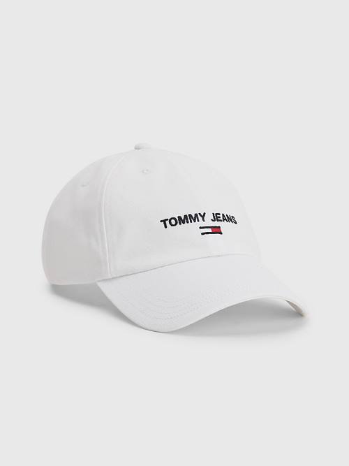 Tommy Hilfiger Organic Cotton Logo Embroidery Cap Ženske Kapa Bela | TH362ZPB