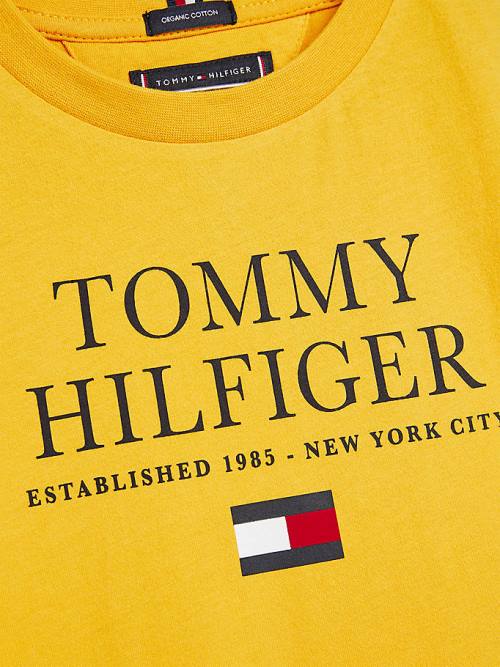 Tommy Hilfiger Organic Cotton Logo Fantje Majice Rumena | TH127UIT