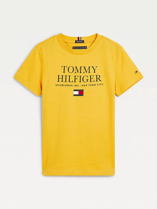 Tommy Hilfiger Organic Cotton Logo Fantje Majice Rumena | TH127UIT