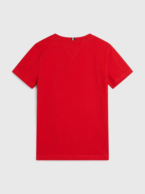 Tommy Hilfiger Organic Cotton Logo Fantje Majice Rdeča | TH183DYN