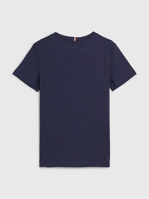 Tommy Hilfiger Organic Cotton Logo Fantje Majice Modra | TH245IJS