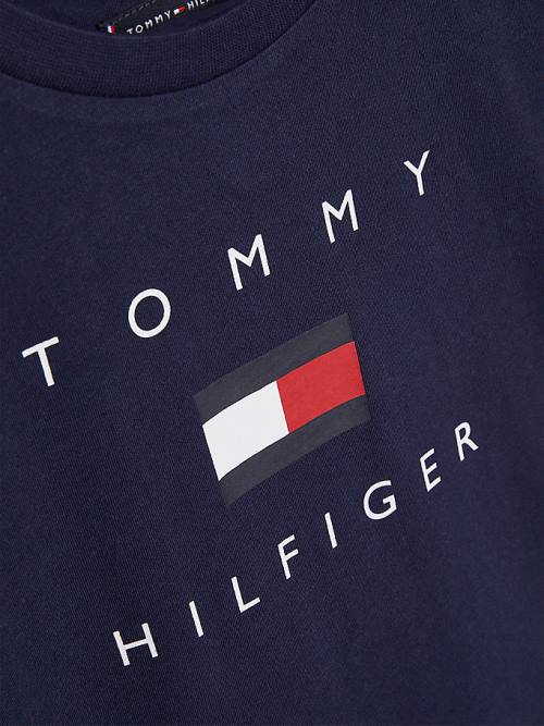 Tommy Hilfiger Organic Cotton Logo Fantje Majice Modra | TH245IJS