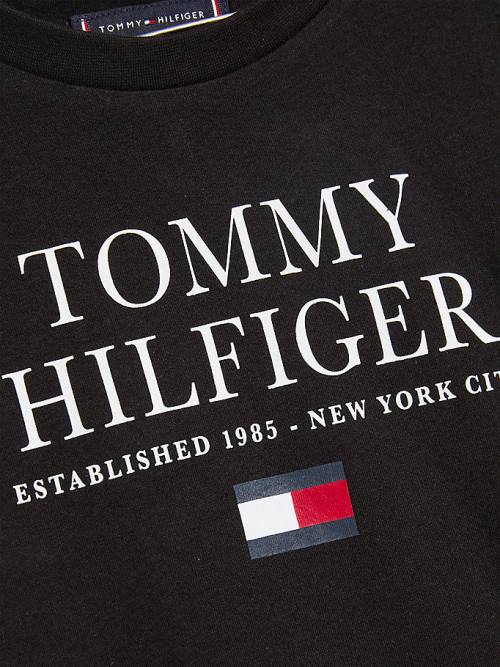 Tommy Hilfiger Organic Cotton Logo Fantje Majice Črna | TH265LWX