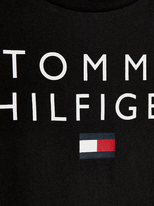 Tommy Hilfiger Organic Cotton Logo Fantje Majice Črna | TH583WJI