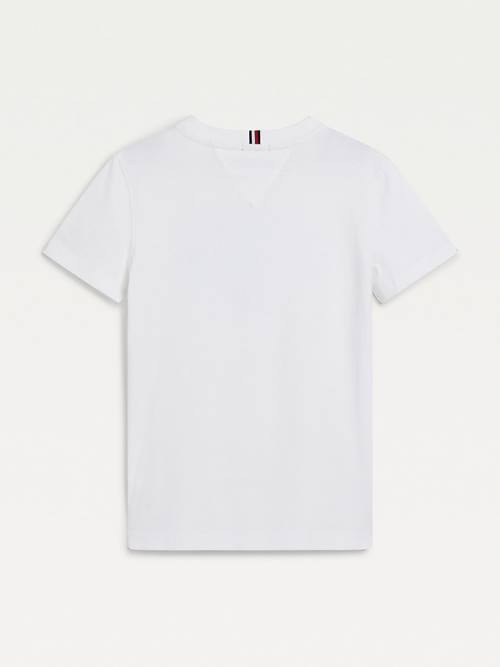 Tommy Hilfiger Organic Cotton Logo Fantje Majice Bela | TH701MRL