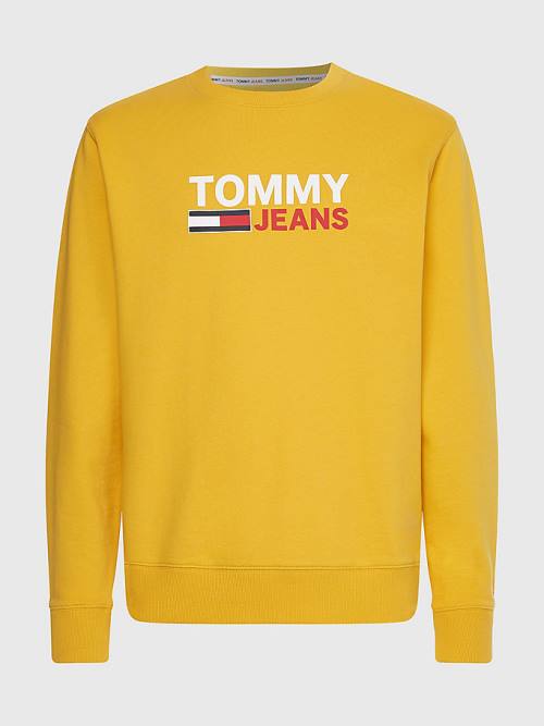 Tommy Hilfiger Organic Cotton Logo Moški Pulover Rumena | TH159BZV