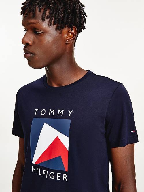 Tommy Hilfiger Organic Cotton Logo Moški Majice Modra | TH960DHE