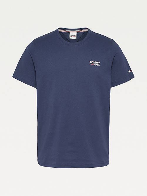 Tommy Hilfiger Organic Cotton Logo Moški Majice Modra | TH973LRC