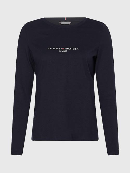 Tommy Hilfiger Organic Cotton Long Sleeve Ženske Majice Modra | TH034BTH