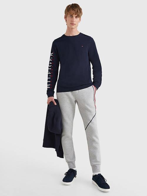 Tommy Hilfiger Organic Cotton Long Sleeve Moški Majice Modra | TH068JXP