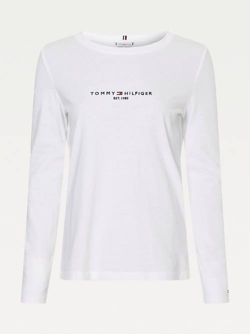 Tommy Hilfiger Organic Cotton Long Sleeve Ženske Majice Bela | TH089HED