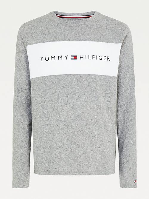 Tommy Hilfiger Organic Cotton Long Sleeve Moški Pižama Siva | TH157SEB