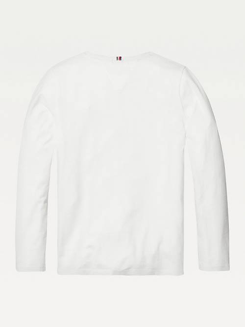 Tommy Hilfiger Organic Cotton Long Sleeve Top Dekleta Majice Bela | TH384ZSX