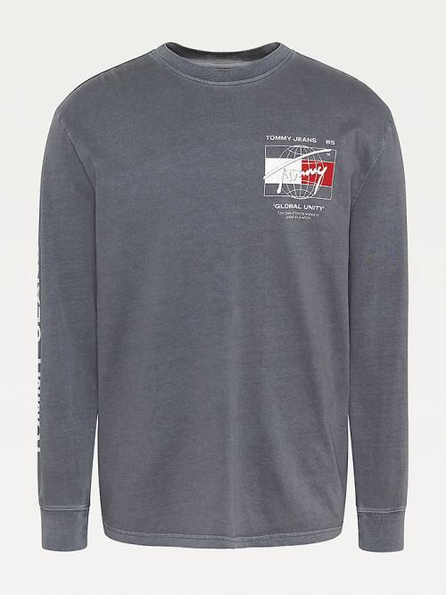 Tommy Hilfiger Organic Cotton Long Sleeve Moški Majice Siva | TH617XUY