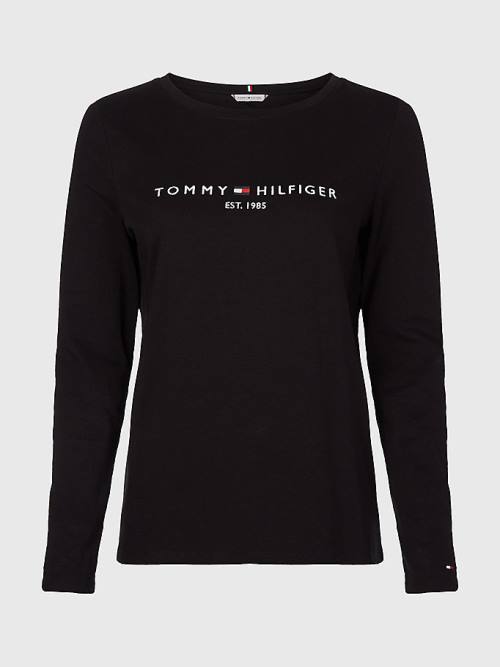 Tommy Hilfiger Organic Cotton Long Sleeve Ženske Majice Črna | TH814MFR