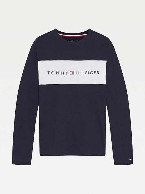 Tommy Hilfiger Organic Cotton Long Sleeve Moški Pižama Modra | TH904HAG