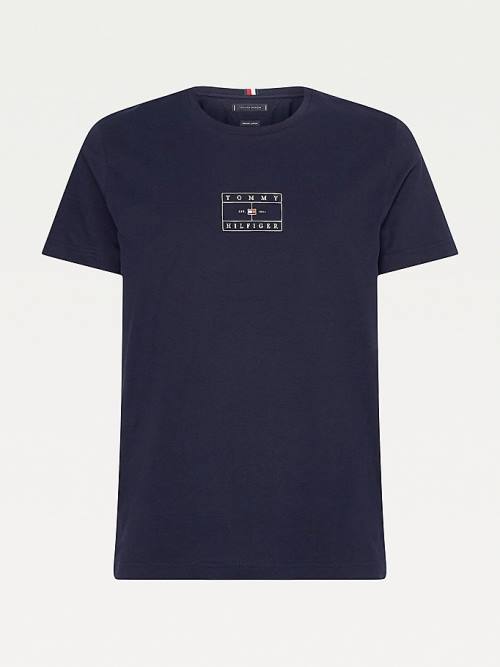 Tommy Hilfiger Organic Cotton Peached Jersey Moški Majice Modra | TH158YIP