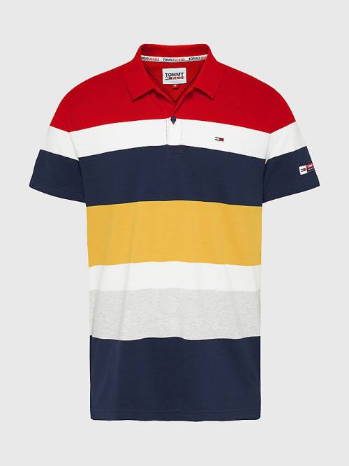 Tommy Hilfiger Organic Cotton Pique Multi Stripe Moški Polo Majica Rdeča | TH049MDH