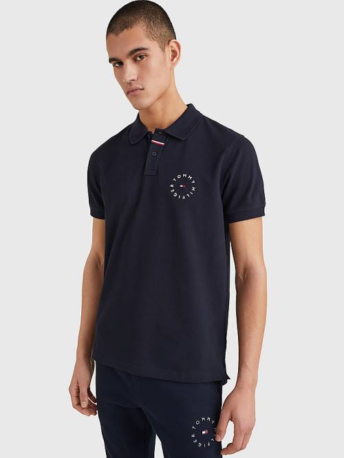 Tommy Hilfiger Organic Cotton Pique Regular Fit Moški Polo Majica Modra | TH351NML