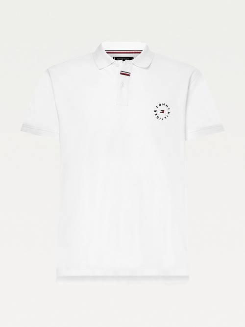 Tommy Hilfiger Organic Cotton Pique Regular Fit Moški Polo Majica Bela | TH356SLA