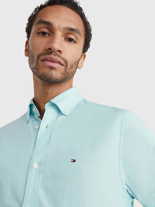 Tommy Hilfiger Organic Cotton Poplin Regular Fit Moški Srajce Modra | TH205UAN