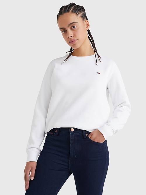 Tommy Hilfiger Organic Cotton Regular Fit Fleece Ženske Pulover Bela | TH987CZD