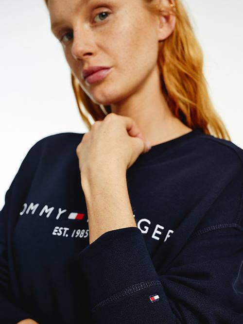 Tommy Hilfiger Organic Cotton Relaxed Fit Sweatshirt Ženske Obleke Modra | TH751SAB