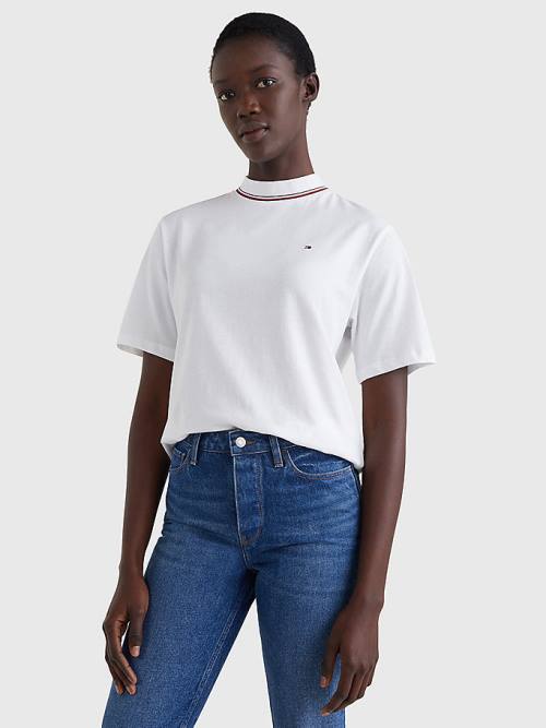 Tommy Hilfiger Organic Cotton Signature Relaxed Fit Ženske Majice Bela | TH497WSN