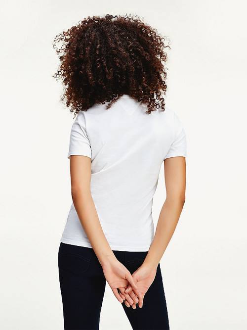 Tommy Hilfiger Organic Cotton Skinny Fit V-Neck Ženske Majice Bela | TH523MAI